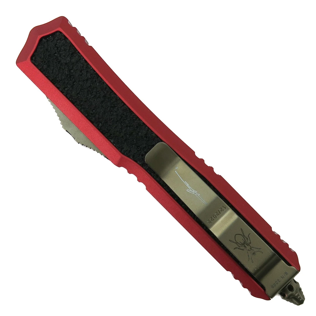 Microtech Signature Series Red Makora OTF Knife, Bronzed Dagger Blade 4 Microtech Signature Series Red Makora OTF Knife, Bronzed Dagger Blade - Image 2