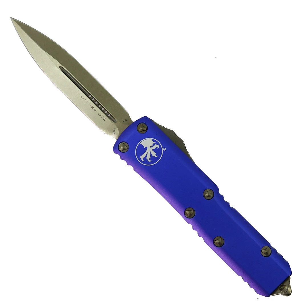 Microtech Purple UTX-85 OTF Auto Knife, Bronze Dagger Blade 3 Microtech Purple UTX-85 OTF Auto Knife, Bronze Dagger Blade