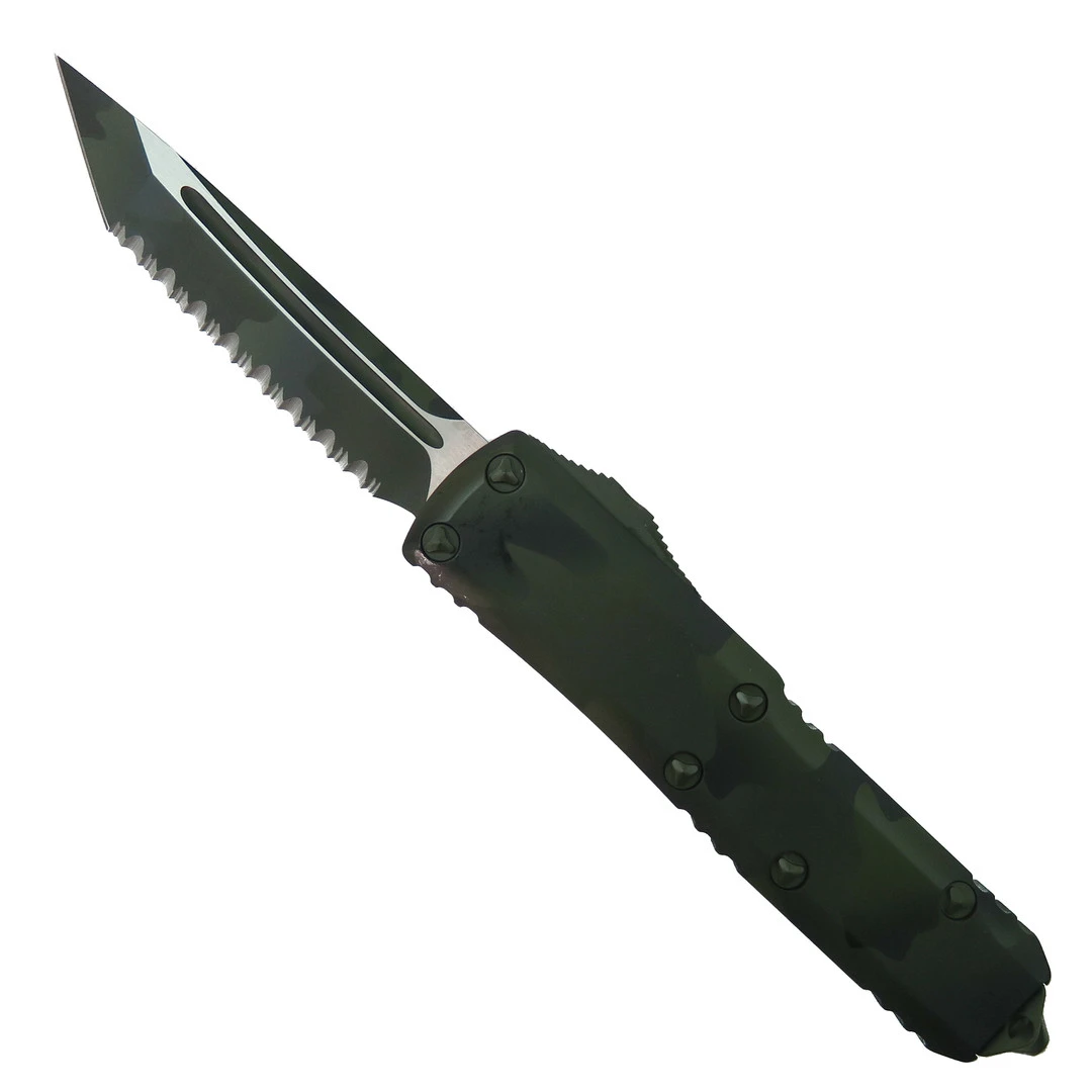 Microtech Signature Series Olive Camo UTX-85 OTF Auto Knife, Serrated Tanto Blade 3 Microtech Signature Series Olive Camo UTX-85 OTF Auto Knife, Serrated Tanto Blade