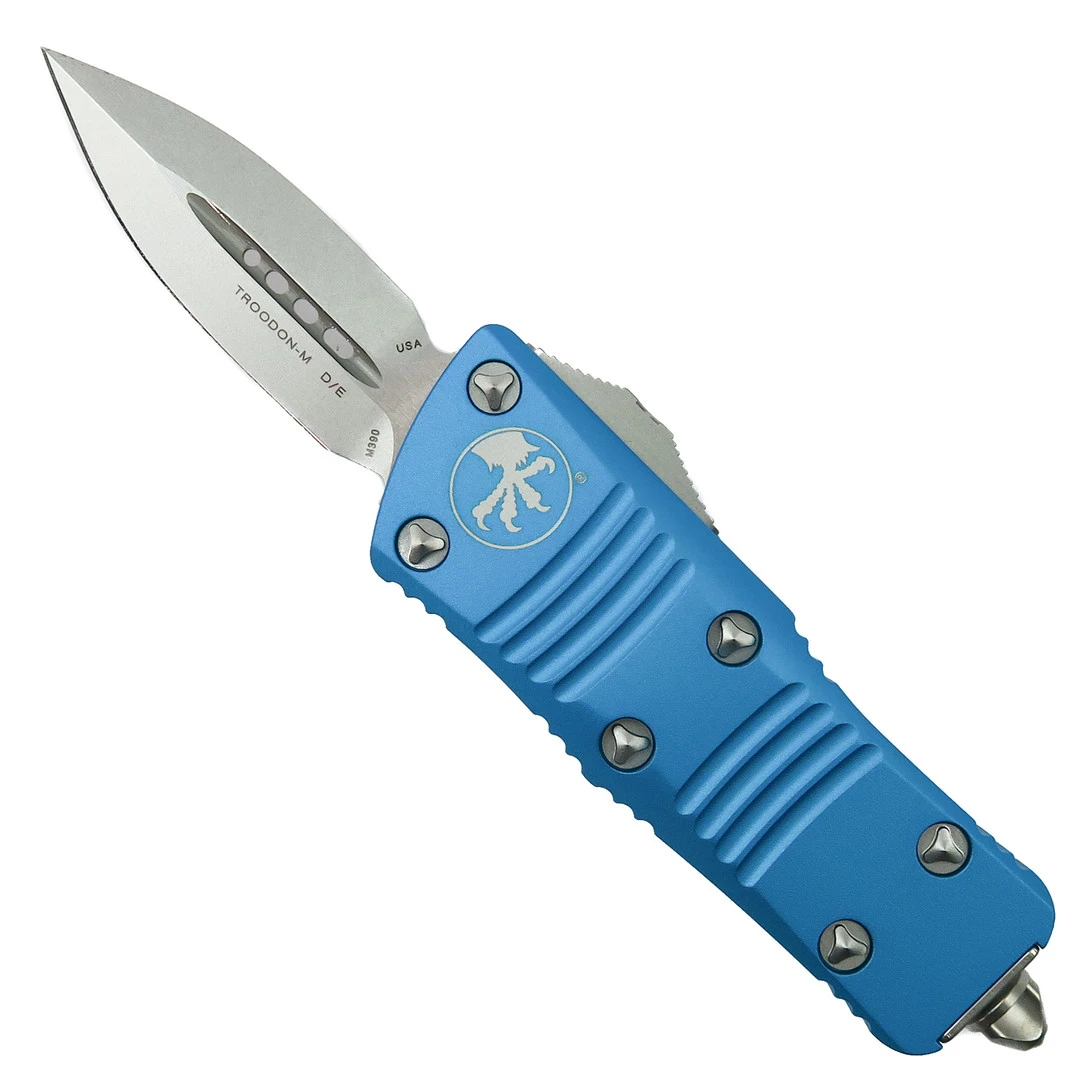 Microtech Turquoise Mini Troodon CA Legal OTF Auto Knife, Dagger Stonewash Blade 3 Microtech Turquoise Mini Troodon CA Legal OTF Auto Knife, Dagger Stonewash Blade