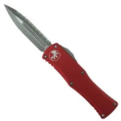 Microtech Red Hera OTF Knife, Apocalyptic Fully Serrated Dagger Blade