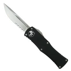 Microtech Hera OTF Knife, Stonewash Part Serrated Blade