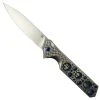 Olamic Cutlery Jeweled Ti Rainmaker Flipper Knife, Satin Drop Point Blade
