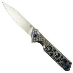 Olamic Cutlery Jeweled Ti Rainmaker Flipper Knife, Satin Drop Point Blade