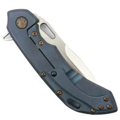 Olamic Cutlery Blue Wash Entropic Antique Titanium Inlay Wayfarer 247 Knife, Satin Drop Point Blade -Zero Tolerance Shop OCT1748 1 99101.1648046086