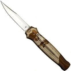 Piranha Knife Company Piranha P-19C Desert Camo Rated-R OTF Auto Knife, 154CM Satin Blade