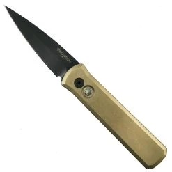 Pro-Tech Knives Pro-Tech 7112 Bronze Aluminum Godson Auto Knife, Black Blade