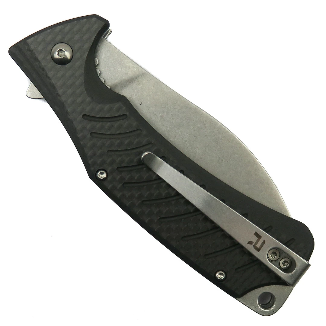REVO Ness Liner Lock Carbon Fiber Flipper Knife, D2 Stonewash Blade 4 REVO Ness Liner Lock Carbon Fiber Flipper Knife, D2 Stonewash Blade - Image 2