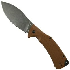REVO Brown Micarta Ness REV 2 Flipper Knife, D2 Stonewash Blade