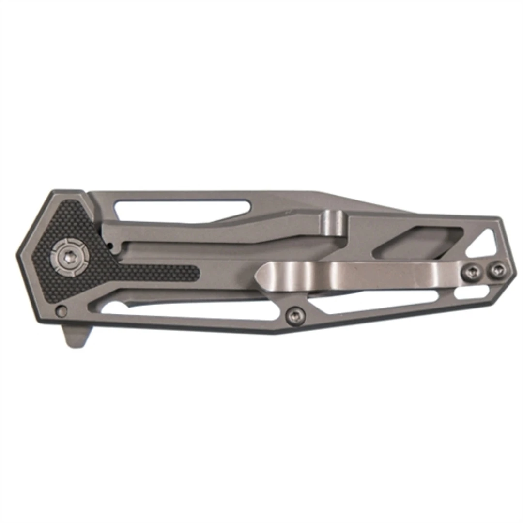 Schrade Dark Grey Cage Flipper Knife, Black G-10, Dark Grey Blade 4 Schrade Dark Grey Cage Flipper Knife, Black G-10, Dark Grey Blade - Image 2