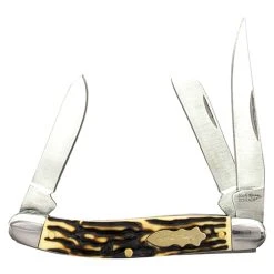 Schrade Uncle Henry 897UH Premium Stockman Staglon Non-Locking Folder Knife, Satin Blades