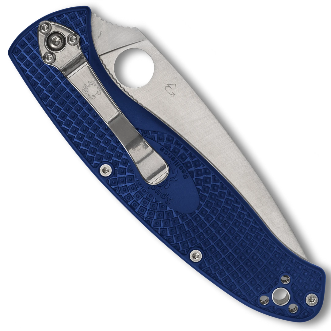 Spyderco Blue Resilience Lightweight Folder Knife, Combo Satin Blade 5 Spyderco Blue Resilience Lightweight Folder Knife, Combo Satin Blade - Image 3