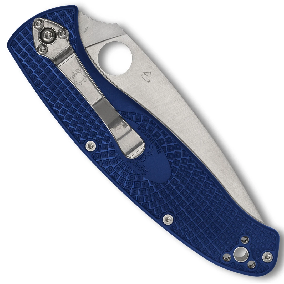 Spyderco Blue Resilience Lightweight Folder Knife, Combo Satin Blade 4 Spyderco Blue Resilience Lightweight Folder Knife, Combo Satin Blade - Image 2