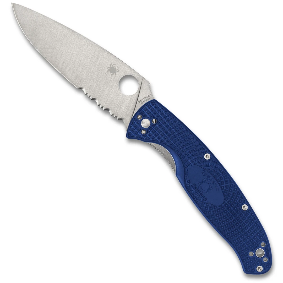 Spyderco Blue Resilience Lightweight Folder Knife, Combo Satin Blade 3 Spyderco Blue Resilience Lightweight Folder Knife, Combo Satin Blade