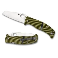 Spyderco C217GPSF Black/Yellow Caribbean Sheepsfoot Folder Knife, LC200N Satin Blade -Zero Tolerance Shop SPYC217GPSF 3 44147.1533221827