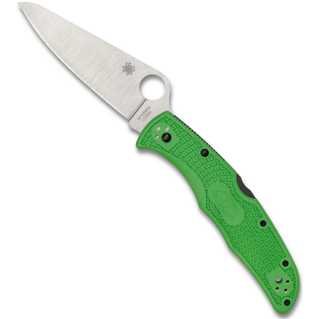 Spyderco Green Pacific Salt 2 Folder Knife, LC200 Satin Blade 3 Spyderco Green Pacific Salt 2 Folder Knife, LC200 Satin Blade