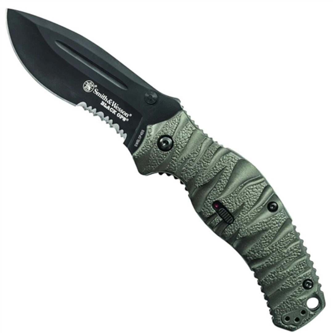Smith & Wesson Black Ops Spring Assist Knife, Black Combo Blade, SWBLOP4BS 3 Smith & Wesson Black Ops Spring Assist Knife, Black Combo Blade, SWBLOP4BS
