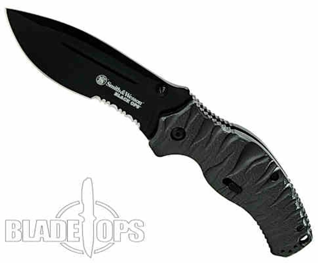 Smith & Wesson Black Ops Spring Assist Knife, Black Combo Blade, SWBLOP4BS 5 Smith & Wesson Black Ops Spring Assist Knife, Black Combo Blade, SWBLOP4BS - Image 3