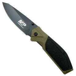 Smith & Wesson M&P Black/Flat Dark Earth M2.0 Sheepsfoot Folder Knife, Black Blade