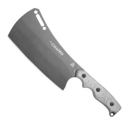 TOPS Knives TOPS El Chappo Micarta Fixed Blade Cleaver, 1095 Carbon Sniper Gray Blade