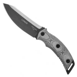 TOPS Knives TOPS L01 Grey Loner Micarta Fixed Blade Knife, 1095 Carbon Black/Satin Blade