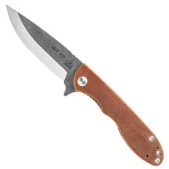TOPS Knives TOPS MSF-4.0 Mini Scandi Folder 4.0 Micarta Flipper Knife, N690Co Tumbled Blade