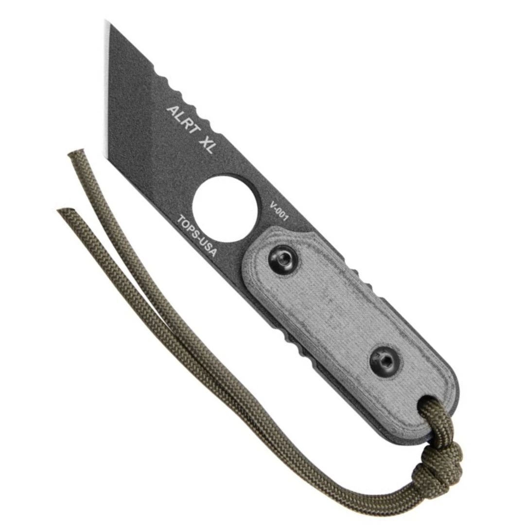 TOPS Knives Micarta ALRT XL 03 Large Neck Knife, Tanto Black Blade 3 TOPS Knives Micarta ALRT XL 03 Large Neck Knife, Tanto Black Blade