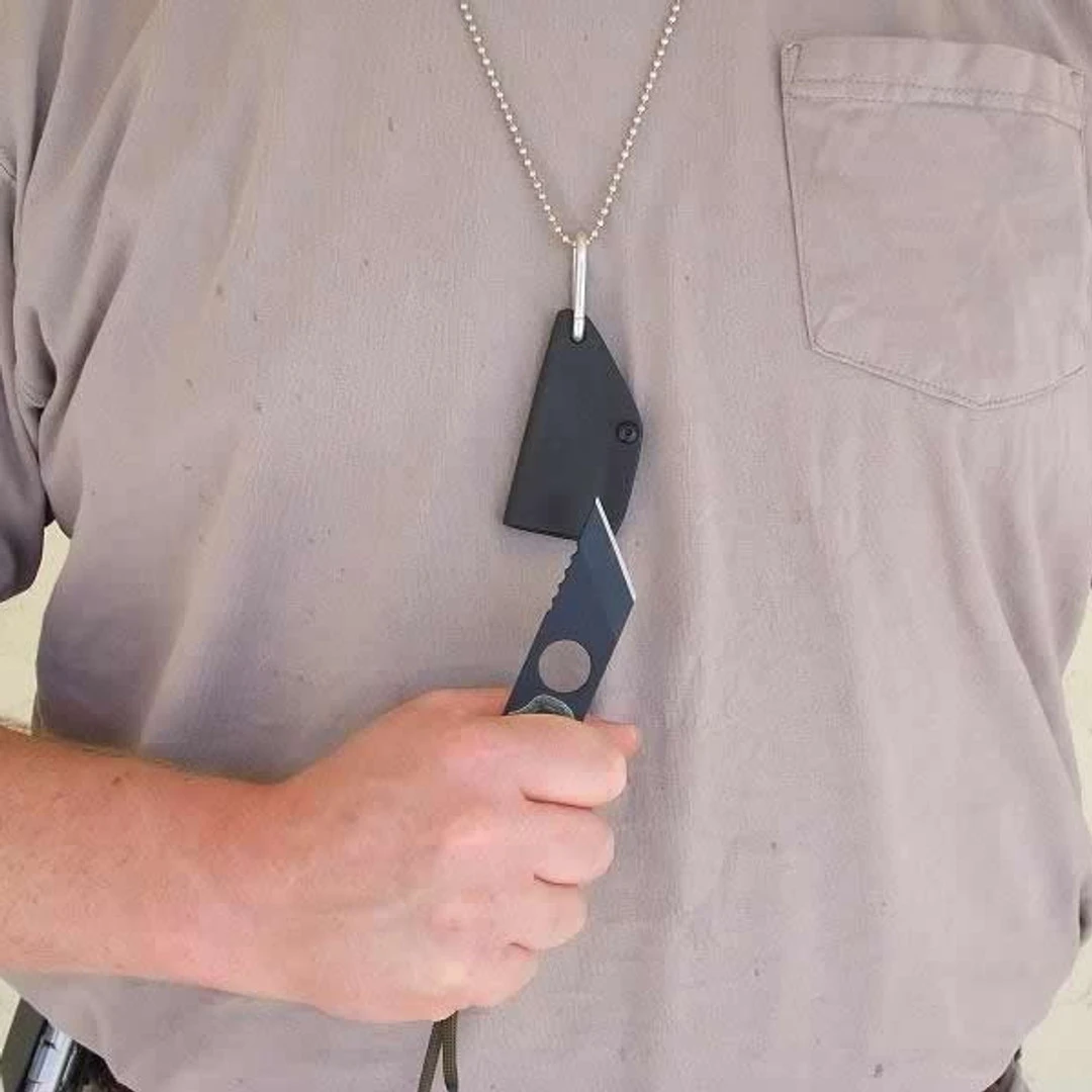 TOPS Knives Micarta ALRT XL 03 Large Neck Knife, Tanto Black Blade 5 TOPS Knives Micarta ALRT XL 03 Large Neck Knife, Tanto Black Blade - Image 3