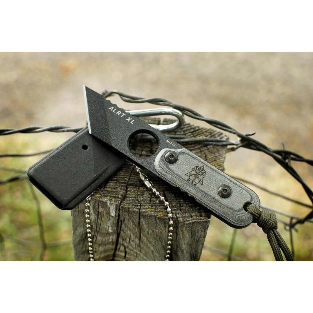 TOPS Knives Micarta ALRT XL 03 Large Neck Knife, Tanto Black Blade 4 TOPS Knives Micarta ALRT XL 03 Large Neck Knife, Tanto Black Blade - Image 2