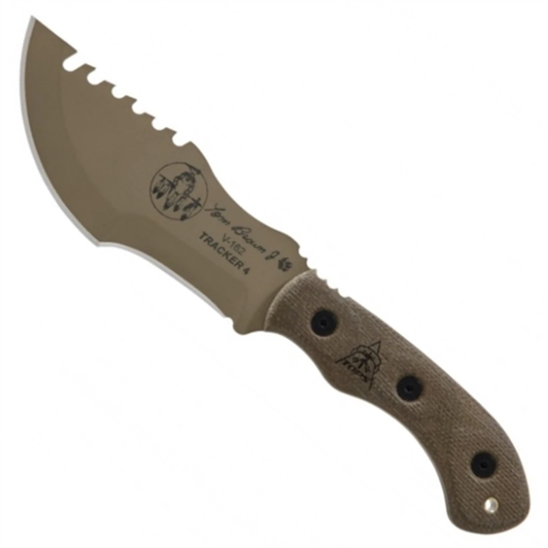TOPS Knives TOPS TBT04-TAN Coyote Tan Mini Tom Brown Tracker #4 Micarta Fixed Blade Knife, 1095 Carbon Coyote Tan Blade 3 TOPS Knives TOPS TBT04-TAN Coyote Tan Mini Tom Brown Tracker #4 Micarta Fixed Blade Knife, 1095 Carbon Coyote Tan Blade