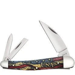 Case Vintage Flag Seahorse Whittler Knife, Mirror Polished Blades