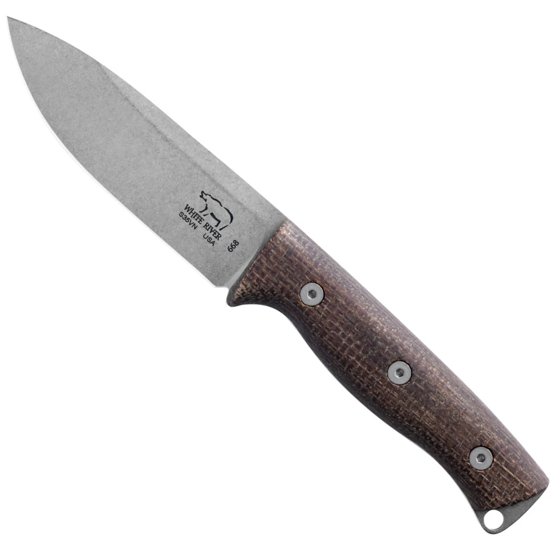 White River Knives Natural Burlap Micarta Ursus 45 Fixed Blade Knife, S35VN Stonewash Blade 3 White River Knives Natural Burlap Micarta Ursus 45 Fixed Blade Knife, S35VN Stonewash Blade