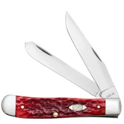 Case Dark Red Bone Trapper Folder Knife, CV Mirror Blades