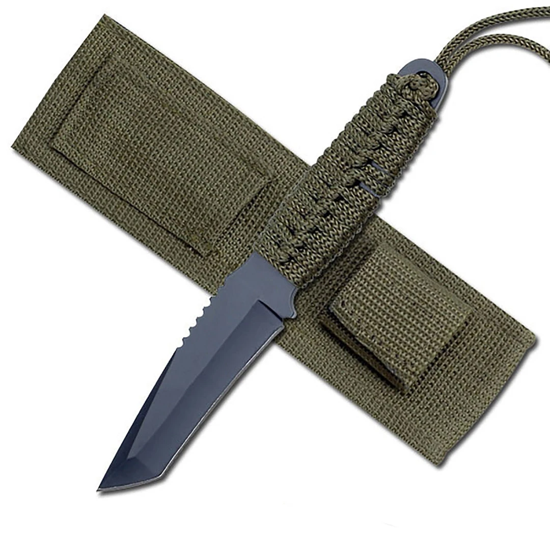 Survivor Knives HK-106C Army Green Paracord Fixed Blade Knife & Fire Starter, Black Tanto Blade 3 Survivor Knives HK-106C Army Green Paracord Fixed Blade Knife & Fire Starter, Black Tanto Blade