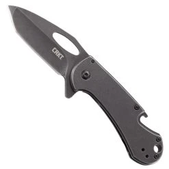 CRKT Bev-Edge Black Tanto Flipper Knife, Black/Stonewash Blade