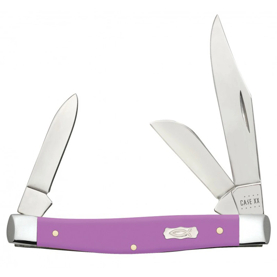 Case Lilac Synthetic Smooth Medium Stockman With Pen Knife 3 Case Lilac Synthetic Smooth Medium Stockman With Pen Knife