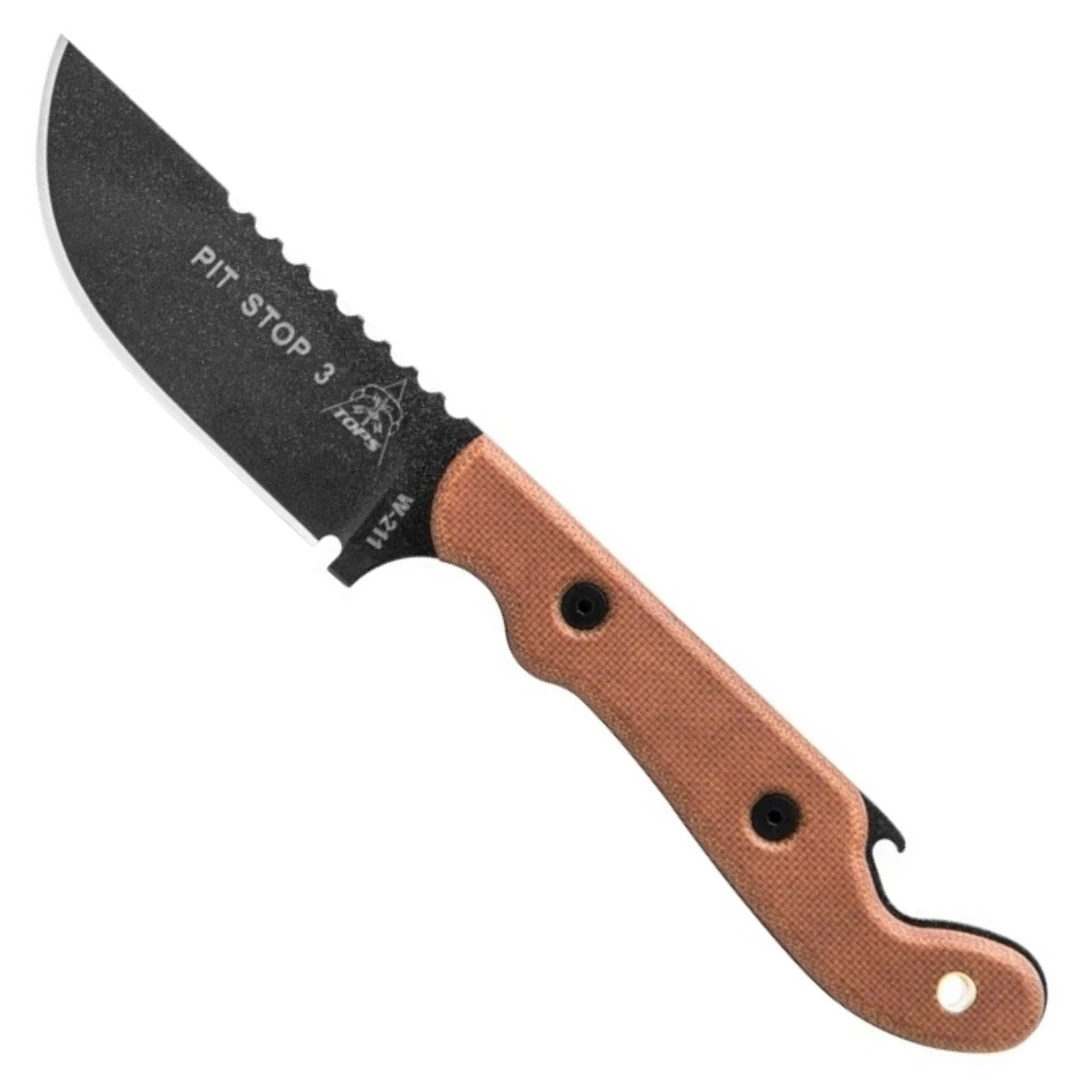 TOPS Knives TOPS Pit Stop 3 Fixed Blade Knife, Black Blade 3 TOPS Knives TOPS Pit Stop 3 Fixed Blade Knife, Black Blade