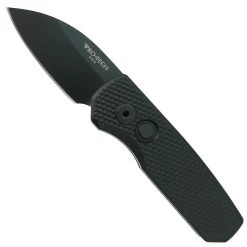 Pro-Tech Knives Pro-Tech Runt 5 Textured Black Aluminum Auto Knife, DLC Black Wharncliffe Blade