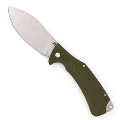 REVO Ness Liner Lock OD Green G-10 Flipper Knife, D2 Stonewash Blade