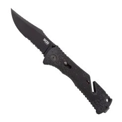 SOG Tactical Trident TF1-CP Knife, Black TiNi Part Serrated Blade